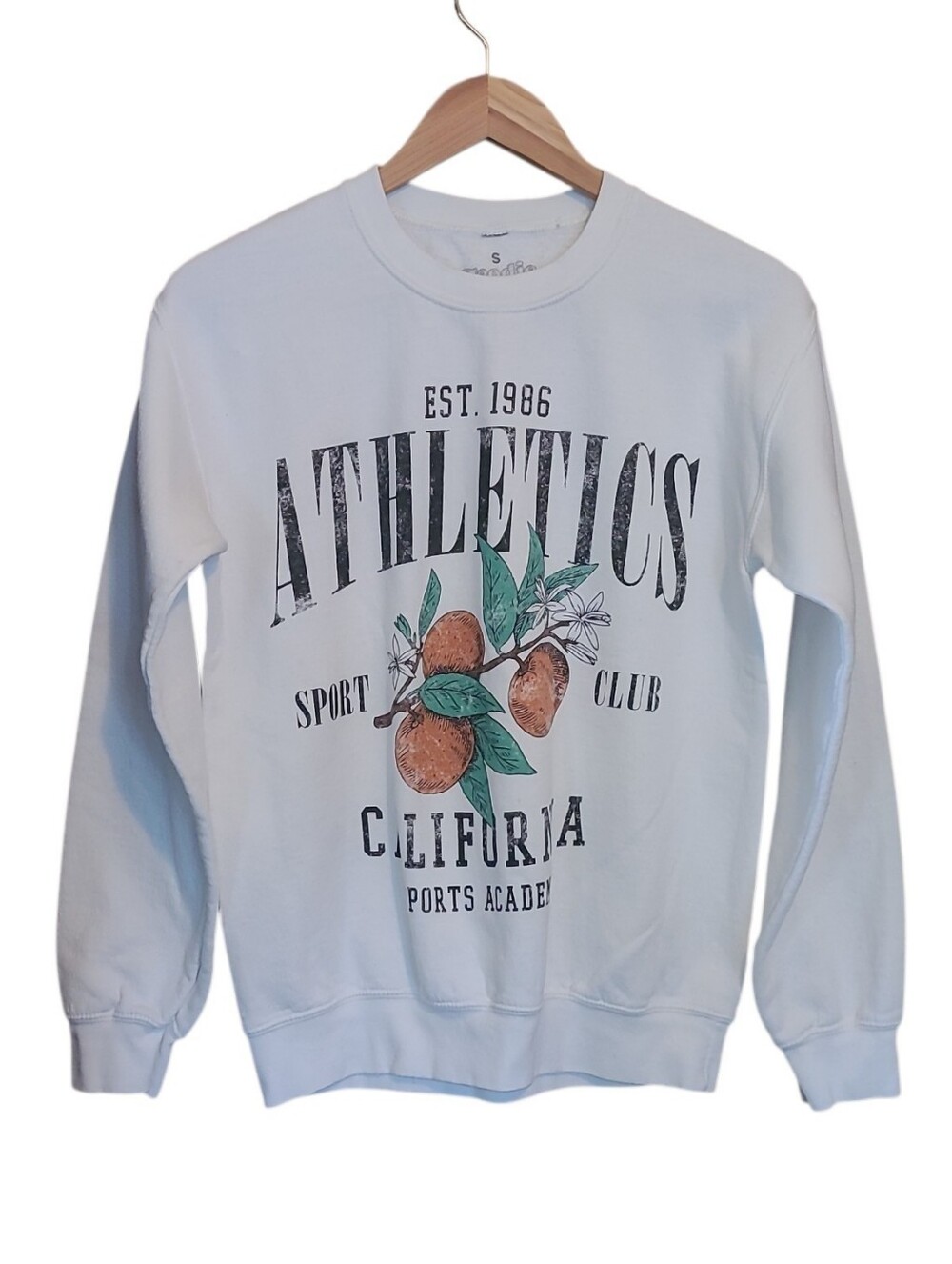 Women's Goodie Two Sleeves White Pullover Sweatshirt Front Graphics Small Zumiez
